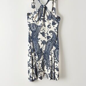 Michael Kors Blue and White Paisley Midi Dress